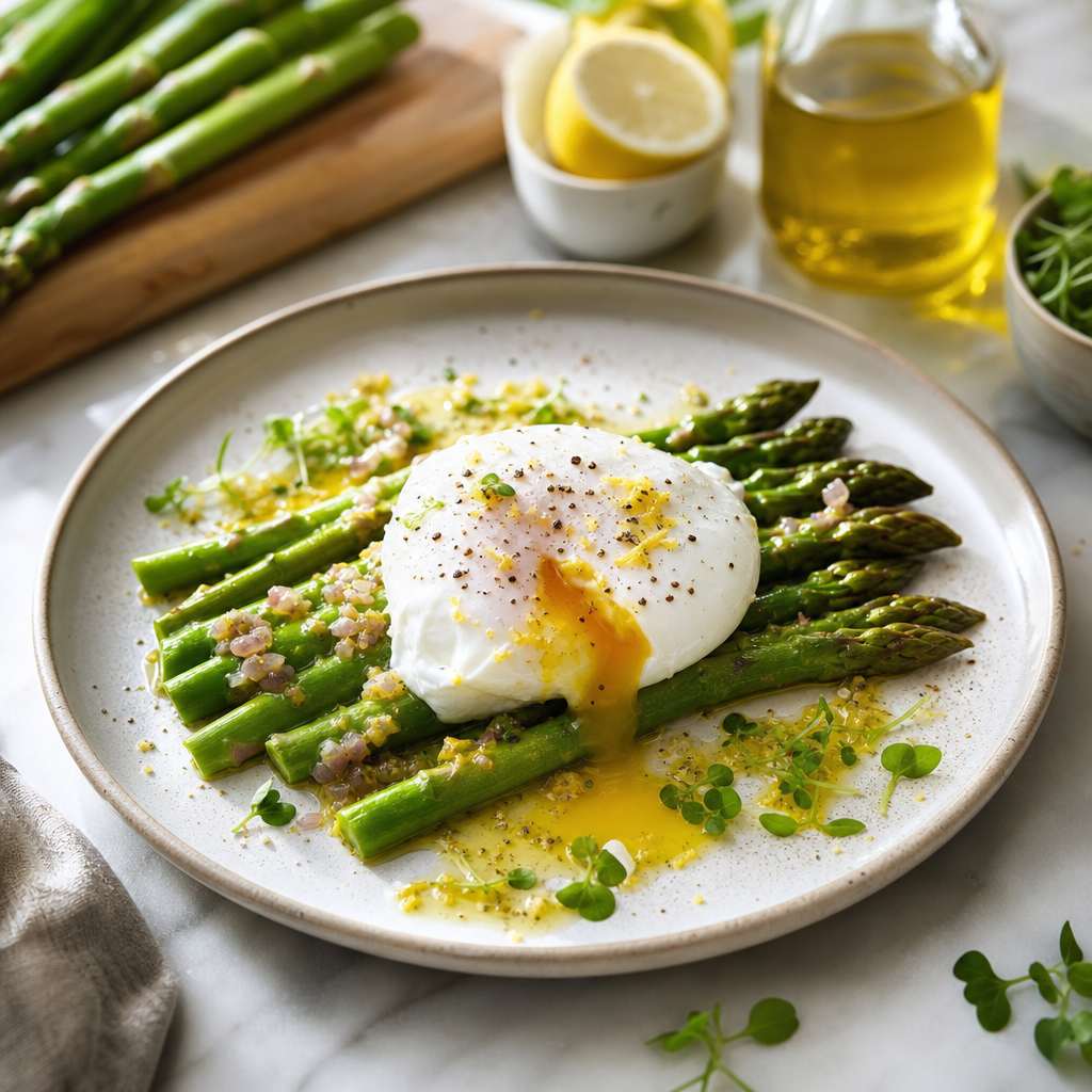 Mayısın Yeşili: Kuşkonmaz, Poşe Yumurta ve Limonlu Vinaigrette ile Hızlı Şef Tabağı