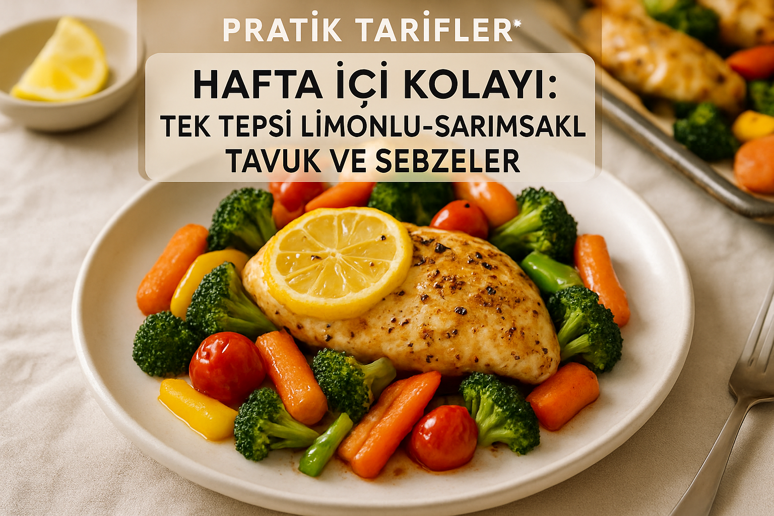 Hafta İçi Kolayı: Tek Tepsi Limonlu-Sarımsaklı Tavuk ve Sebzeler