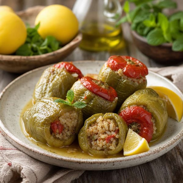 Zeytinyağlı Biber Dolması: Pirinçli, Naneli ve Limonlu Ev Usulü