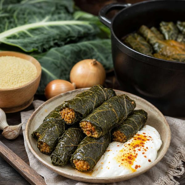 Karadeniz Usulü Karalahana Sarması: Mısır Unlu İç Harç ve Tencere Pişirme Düzeni