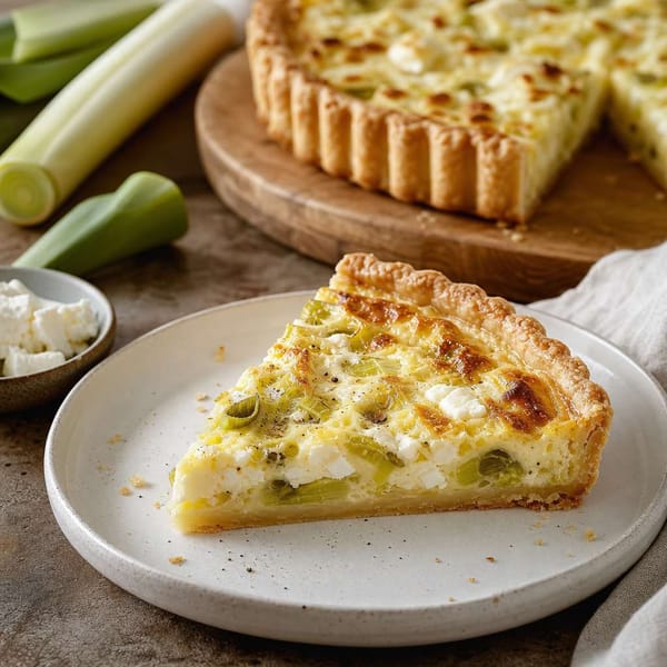 Fırında Pırasa ve Beyaz Peynirli Tart